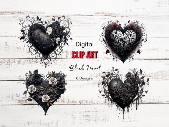 Download Black Heart Gothic Valentines Clip Art - Clip art Collection