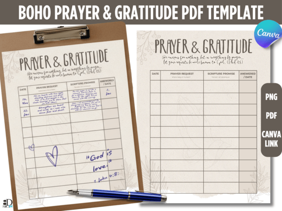 Download Boho Prayer &amp; Gratitude PDF Template - Pdf template Collection
