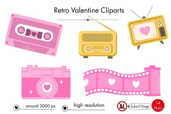 Download Retro Valentine Clipart (14 Png) - Retro valentine clipart Collection