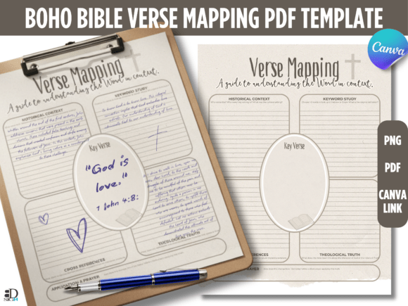 Download Boho Bible Verse Mapping PDF Template - Pdf template Collection
