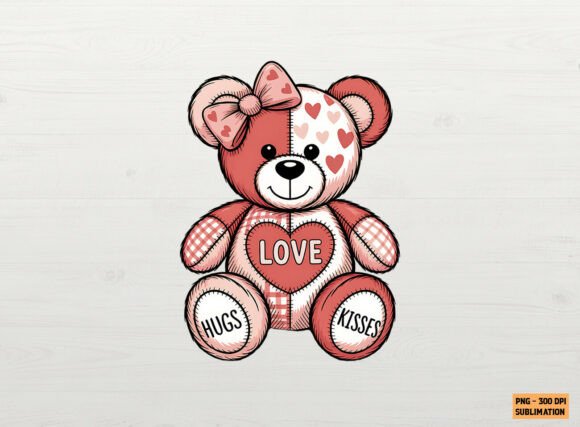 Download Patchwork Teddy Bear Valentine Shirt PNG - Valentine shirt Collection